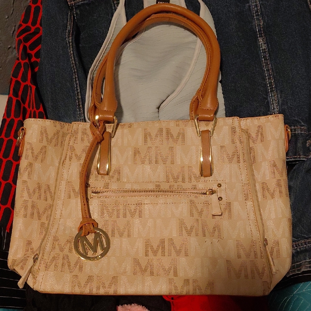 MKF Collection Siena Women's M Signature Handbag by Mia K- Beige